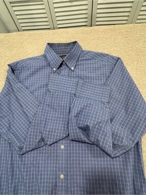 Dockers Iron Free Blue and Yellow Plaid Button-Down Shirt M 15 1-2 34-35